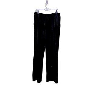 Black Velvet Elastic Waist Pants Medium Sag Harbor Straight Leg Soft Lounge